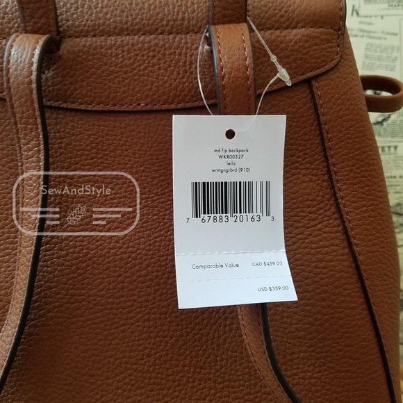 KATE SPADE NEW YORK LEILA LEATHER MEDIUM FLAP BACKPACK SHOULDER BAG PURSE main image 7